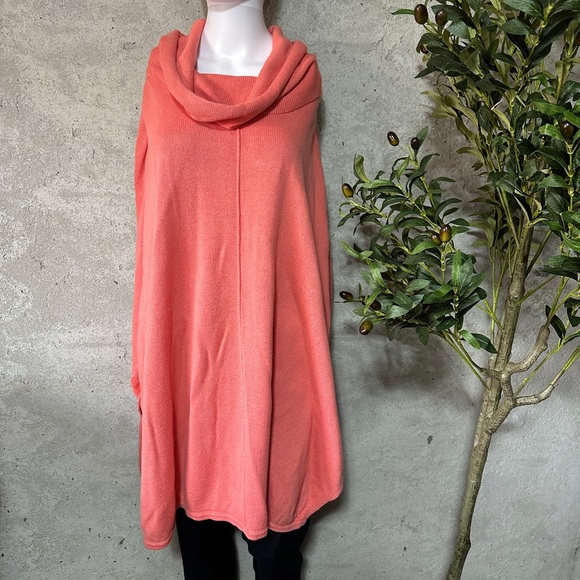 Pure Jill Sweaters - Pure Jill coral knit cowl neck poncho